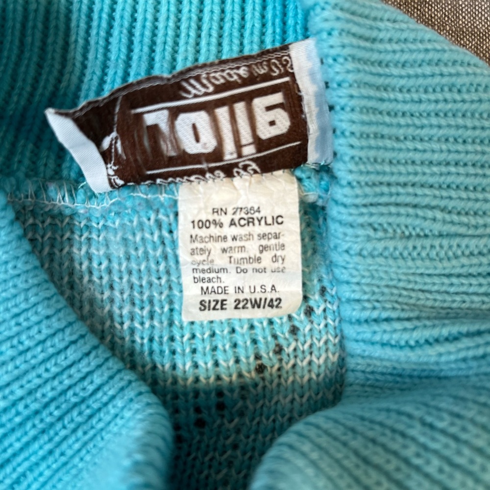 Vintage‎ 1980 Sweaters by Jolie Geometric Patterned Blue and White Sweater Retro - Picture 7 of 7
